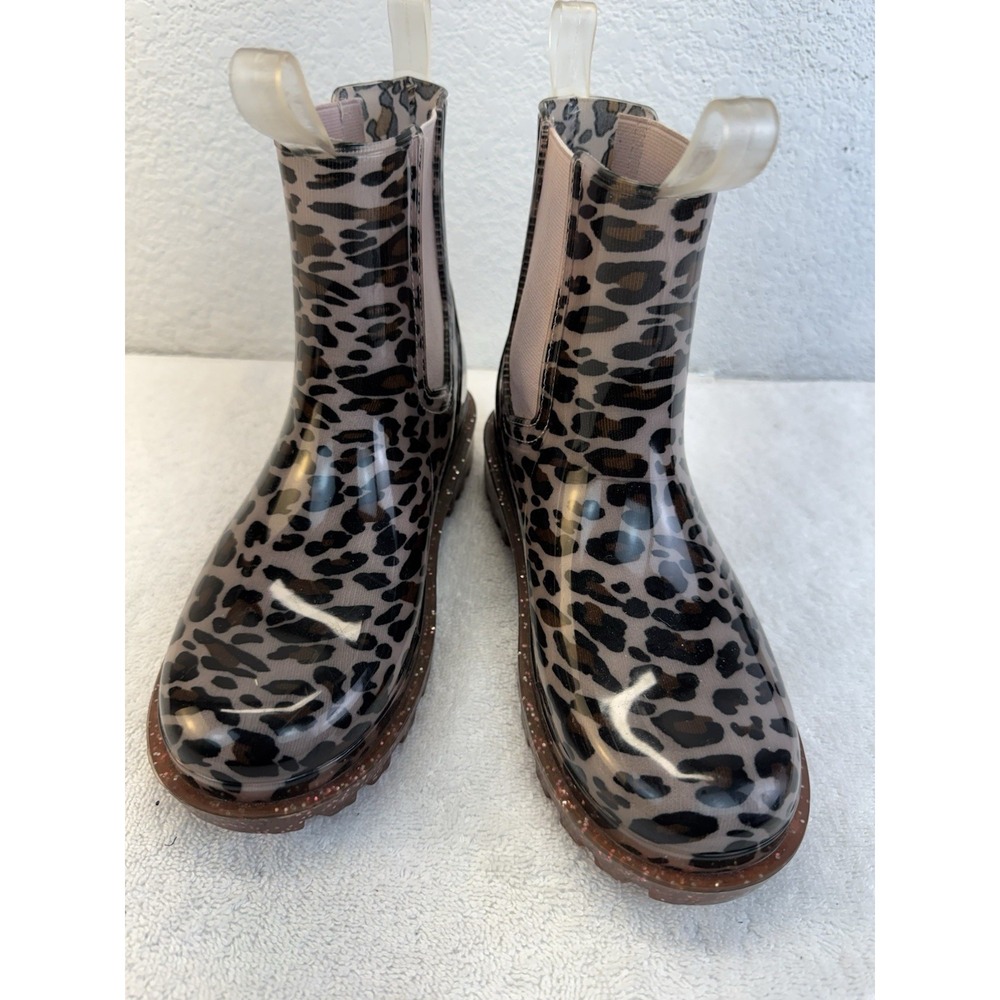Wonder Nation Toddler Leopard Rain Boots Size 2/3 Pink Glitter Chelsea Boots
